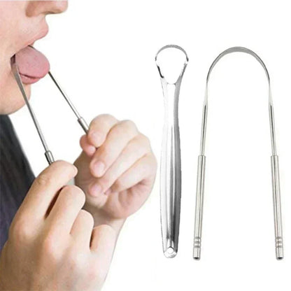1/2/3Pcs Reusable Stainless Steel Useful Tongue Scraper Cleaner Fresh Breath Cleaning Coated Tongue Oral Hygiene Care Tools