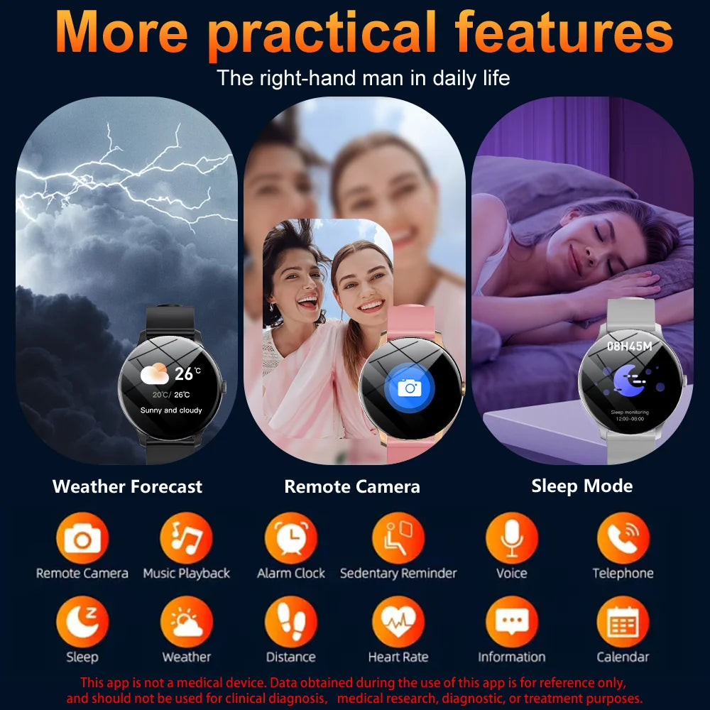 LAXASFIT 2025 New Smart Watch Men's Full Touch Screen Sports Watch Bluetooth Dial and Answer Smart Watch Women's Holiday Gift