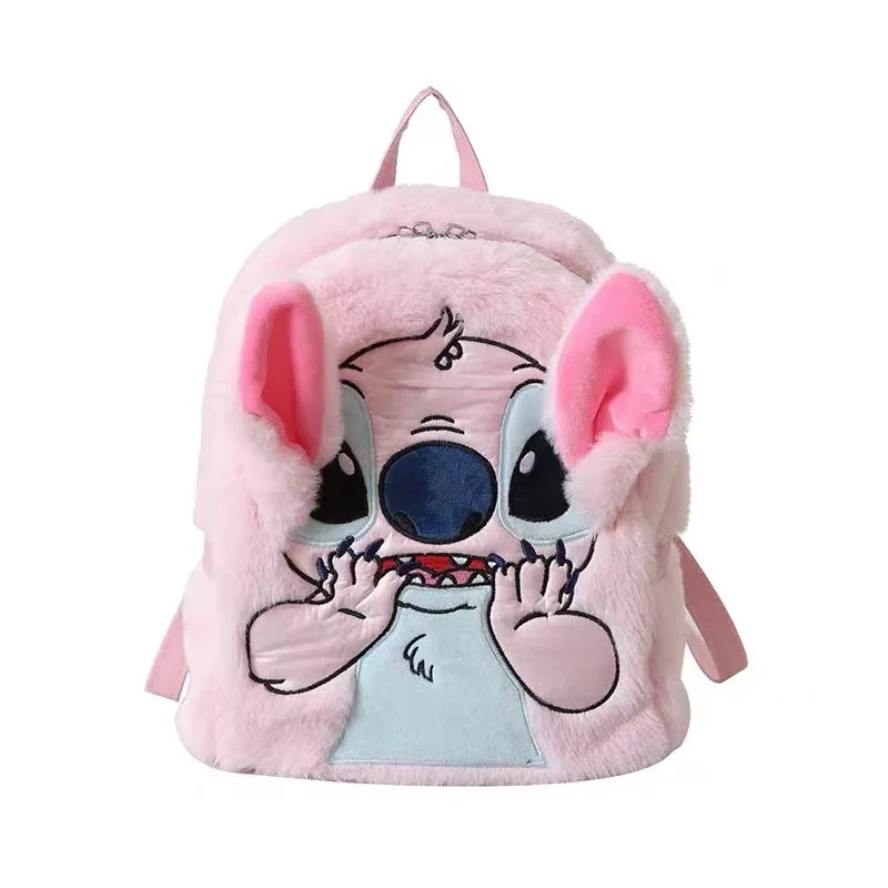 New Disney Stitch Plush Backpack Ins Japanese Blue Funny Cartoon Large-Capacity Student Backpack Kindergarten Bag Child Gift