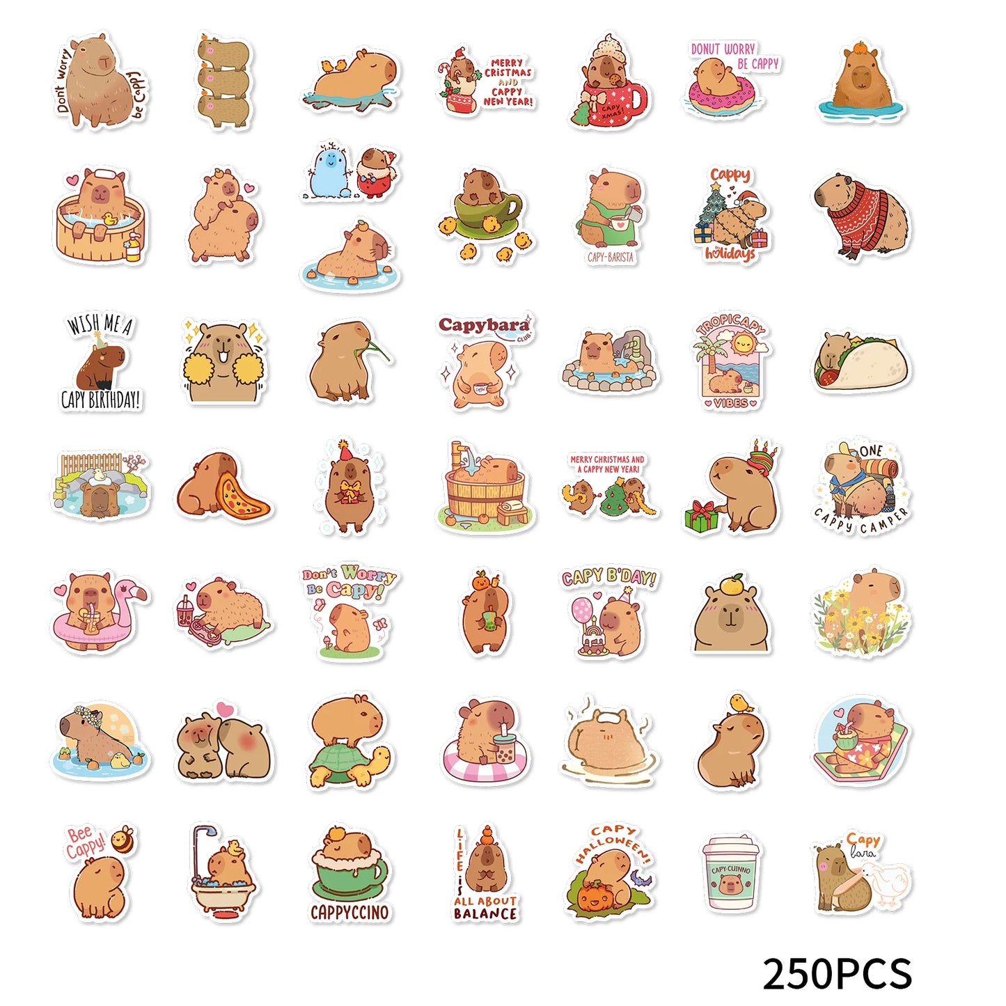 50pcs  of Different Capibala Cartoon Graffiti Stickers DIY Decorated Laptop Suitcase Guitar Classic Toy Waterproof PVC Decals