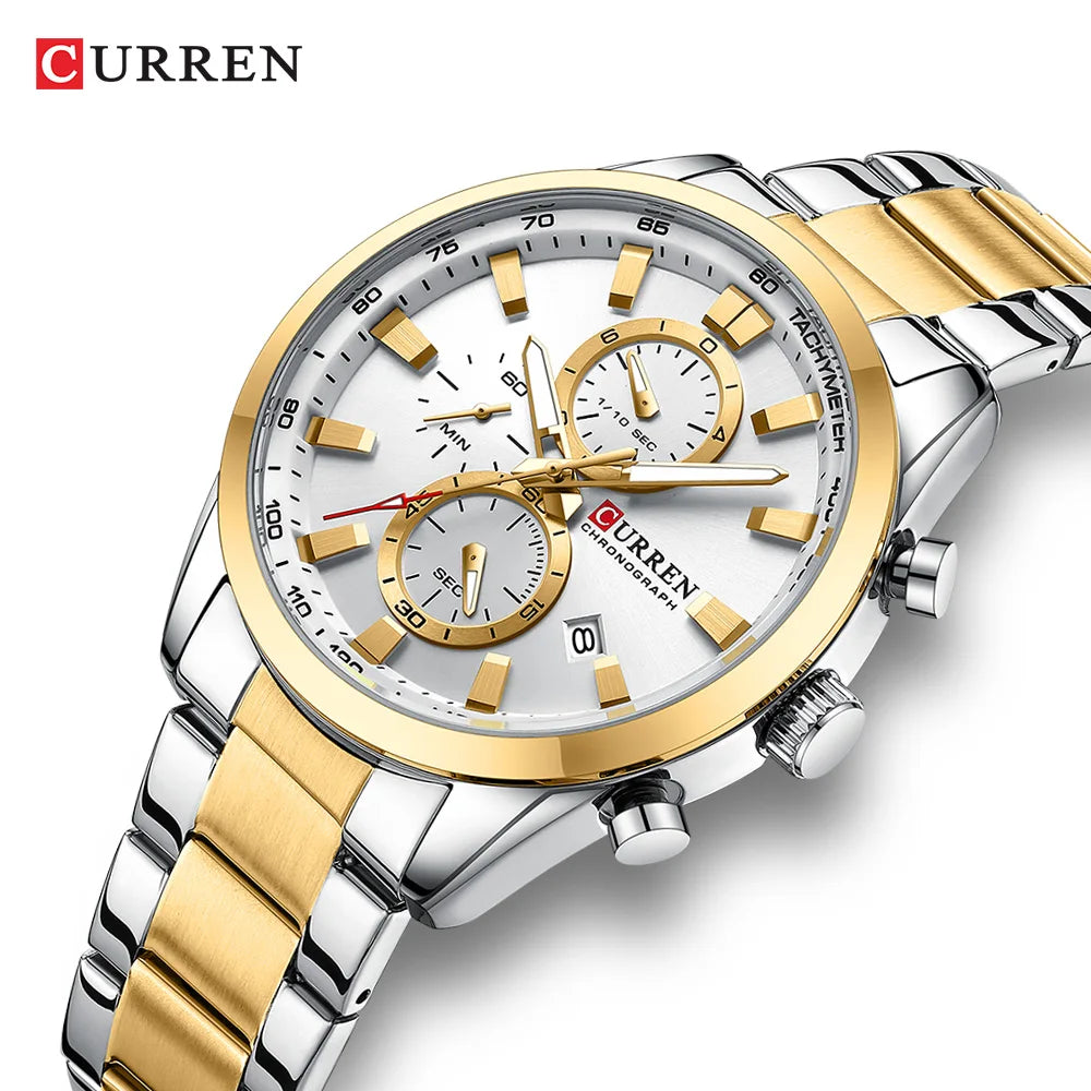 CURREN 8445 Men's Multifunctional Waterproof Wristwatch Calendar Business Men's Watch with Six Hands