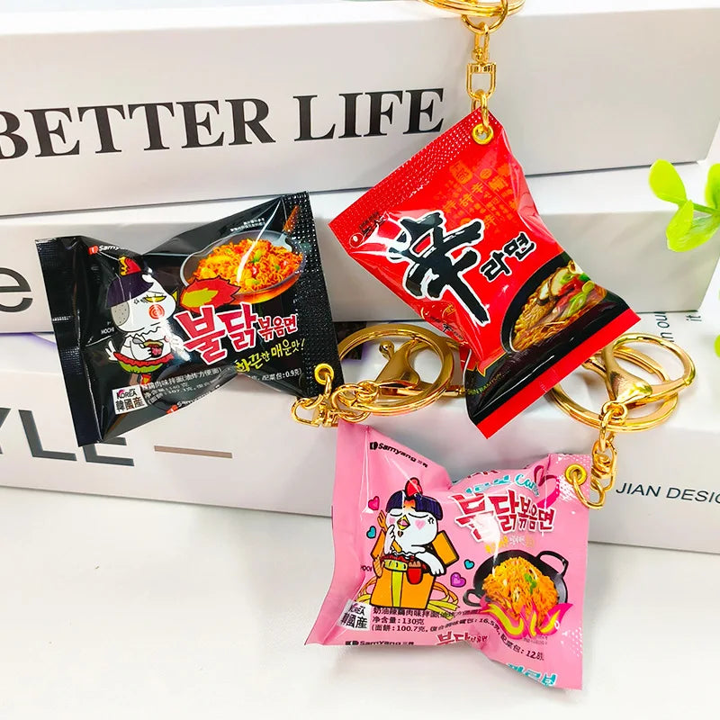 Yupsk Simulation Instant Noodles Keychain Korean Food Bag Pendant Turkey Noodle Creative Bag Accessories Christmas Gift