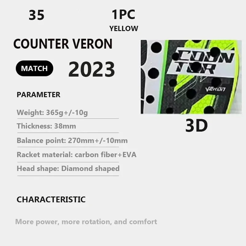 Professional Padel Tennis Racket Carbon Fibre Composite Diamond Shaped EVA Laminated Foam HPS Fengdong 3D SPIN Sports Racquet