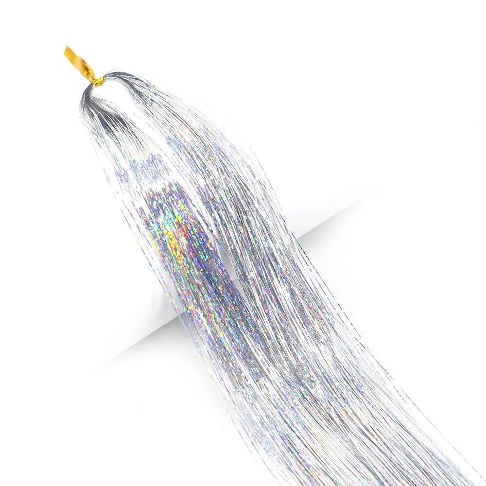 1 Pc Sparkle Shiny Hair Tinsel Hair Extensions Dazzles Women Hippie for Braiding Headdress Hair Braiding Tools Long 100cm