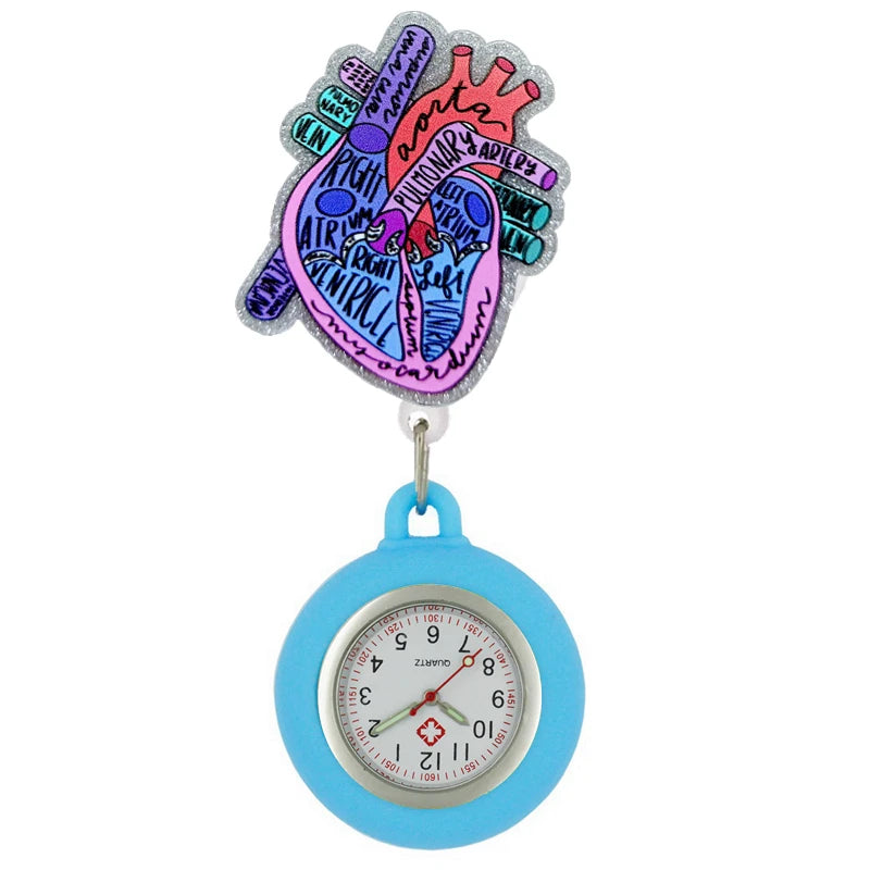 Hospital Medical Workers Cartoon Shiny Nurse Doctor Badge Reel Retractable FOB Pocket Watch Clip Hang Students Clock Watches
