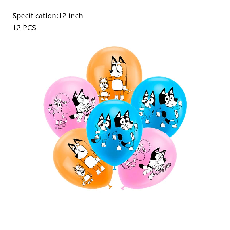 New Bluey Birthday Party Decoration Latex Balloons Bingo Aluminum Film Balloon Disposable Tableware Kids Event Supplies Backdrop