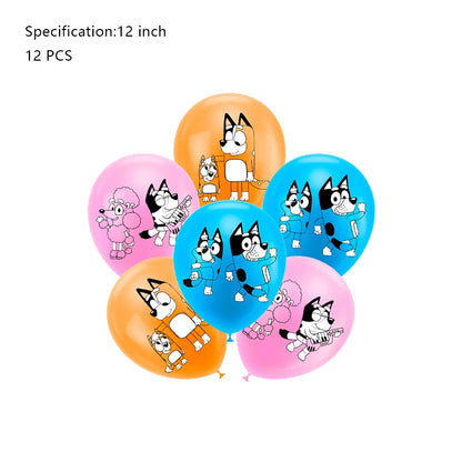 New Bluey Birthday Party Decoration Latex Balloons Bingo Aluminum Film Balloon Disposable Tableware Kids Event Supplies Backdrop