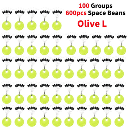 60pcs 10/20 Group Set Rubber Silicon Space Bean Sea Carp Fly Fishing Black Rubber Oval Stopper Fishing Float Fishing Bobber Part