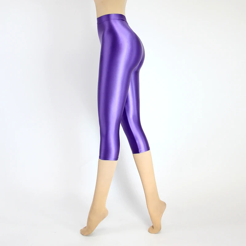 Satin Silky Smooth Women Pants Sexy Tight High Waist Gloss Pants Capris Yoga Sports Joggers Sweatpants Women Pants Bottoms