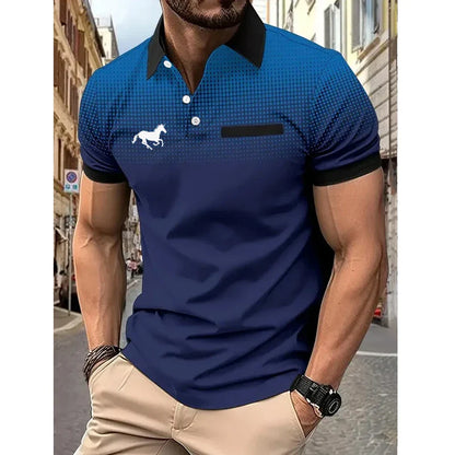 Men Summer Fashion Slim Fit Sport Short Sleeve 100% Polyester Polo Shirt Fake Pocket Decoration Casual Sport Golf Polo Shirt