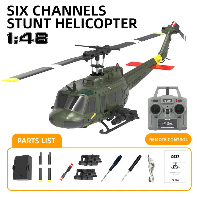 2.4G Hot UH-1 Huey 2.4G remote control helicopter six-channel six-axis gyroscope one-button inverted aerobatic helicopter model