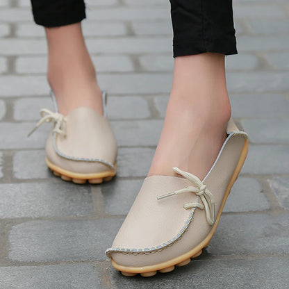 Fashion Women Flats Genuine Leather Oxford Women's Shoes Moccasins Women Shoes Slip On Bowtie Flats Tenis Shoes Woman Plus Size