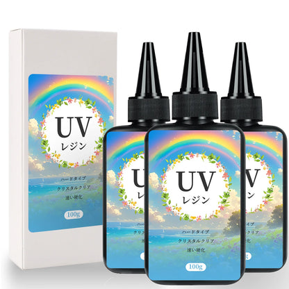 UV Resin 100-300g/random molds 5pc - Upgraded Hard Type Crystal Clear Ultraviolet Curing UV Epoxy Resin for Craft Jewelry Making