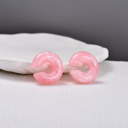 1 Pair Simple Round Circle Clip Earrings For Women C Shape Acrylic Red Blue Black Pink No Pierced Cartilage Lightweight Ear Cuff