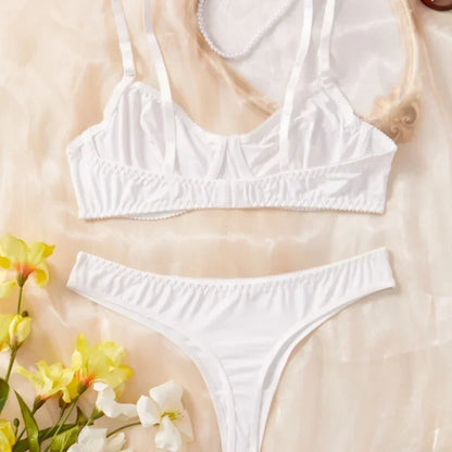 Bra and Panty Set Ladies Smooth Comfortable Thin Underwear Women Sexy Nightwear Inner Solid Sleep Underwear Bra Set Lingerie