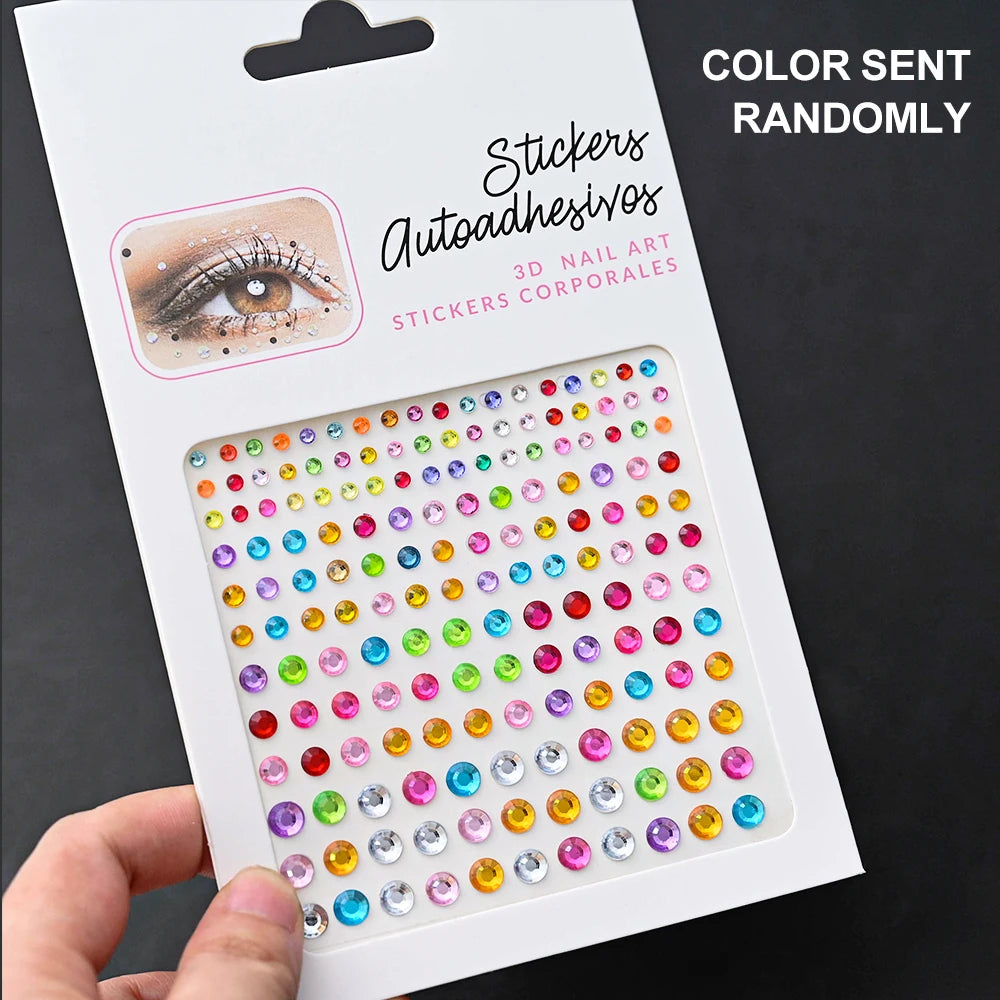 1Pcs Face Diamond Gem Sticker 5D Colorful Rhinestone Tattoo Eyeshadow Stickers fo Festival Nail Body Makeup Bling Jewel DIY Deco