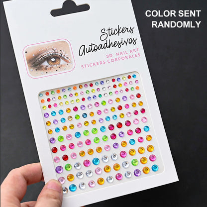 1Pcs Face Diamond Gem Sticker 5D Colorful Rhinestone Tattoo Eyeshadow Stickers fo Festival Nail Body Makeup Bling Jewel DIY Deco