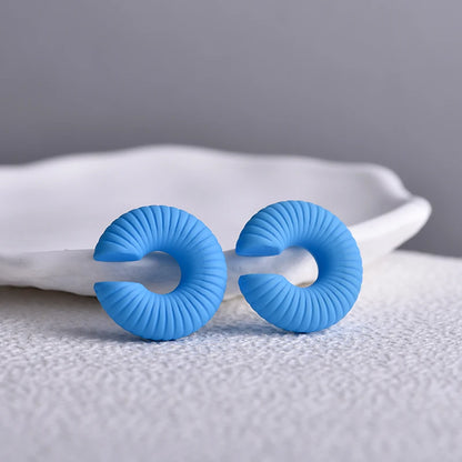 1 Pair Simple Round Circle Clip Earrings For Women C Shape Acrylic Red Blue Black Pink No Pierced Cartilage Lightweight Ear Cuff