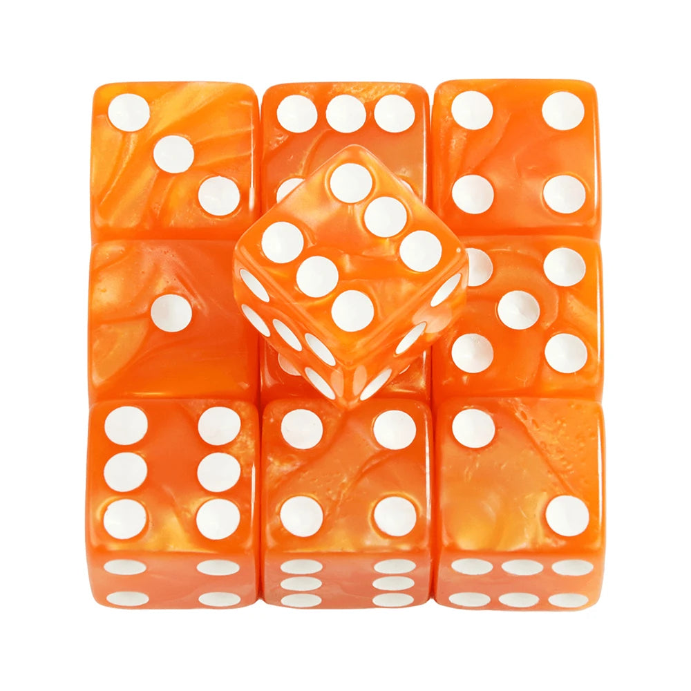 Marble D6 Game Dice 10PCs Square Corner 16MM Math Entertainment Acrylic Gambling Tool Dice