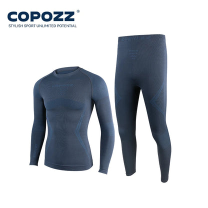 COPOZZ Men Women Ski Thermal Underwear Sets Quick Dry Functional Compression Tracksuit Tight Snowboarding Tops and Pants Adult