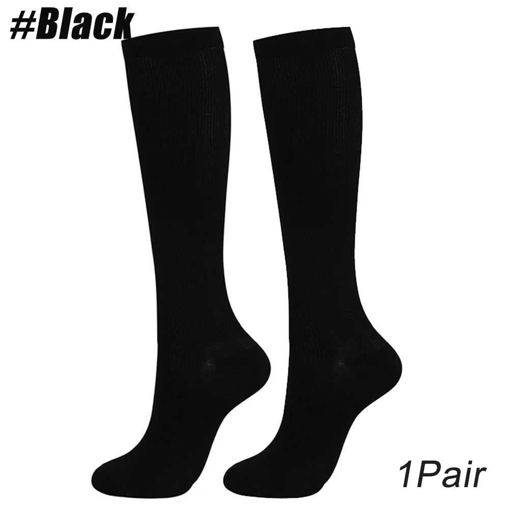 1Pair Copper Fiber Compression Socks Men's Women's Outdoor Sports Socks Happy Interesting Nylon Varicose Veins Diabetes Fitness