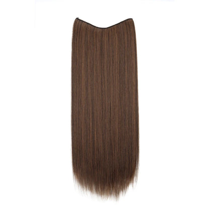 24Inch Synthetic Invisible Hair Extension Fish Line Fake Hairpiece Black Brown Hair Accessorie for Women