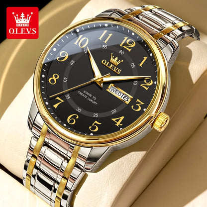 OLEVS 2891 Original Quartz Couple Watch Brand Luxury Double Calendar Waterproof Date Clock His and Her Watch Gift Couple Watch