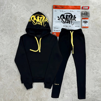 Sy Fashion Street Casual Tracksuits Tops Long Pants Set Winter Cotton Hip Hop Men Women Unisex Hooded Sweatshirt Sports Trousers