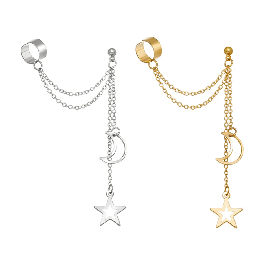 Gold Silver Color Leaves Clip Earring for Women Men Creative Simple C Ear Cuff Non-Piercing Ear Ear Clip Set Trendy Jewelry Gift