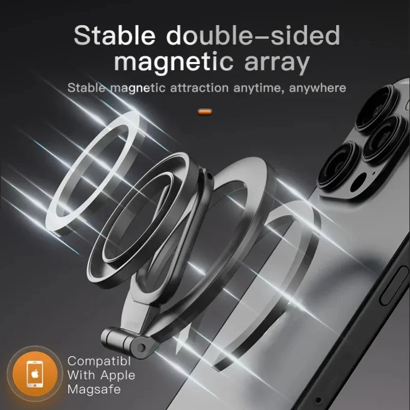 Double-Sided Holder Foldable 360?? Rotating Stand with Strong Magnet & Finger Grip Suppor