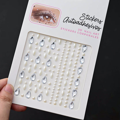 1Sheet 3D Rhinestone Face Tattoo Stickers Coloful Glitter Gems Sliders Festival/Makeup Waterproof With Diamond Tattoos Decals *&