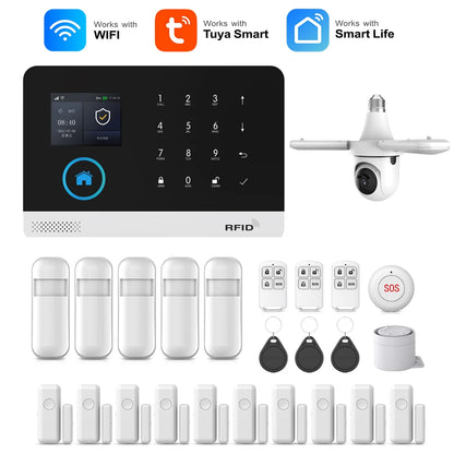 MULO Alarm System For Home Burglar Security 433MHz GSM  Home alarm Wireless PG103 WiFi Alarma Tuya Smart App Work With Alexa