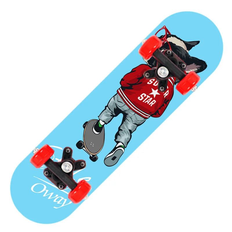 New Cartoon Four-wheel Skateboard Children Beginner Skateboards Maple Wood Deck Skate Board Outdoor Double Rocker Skateboard