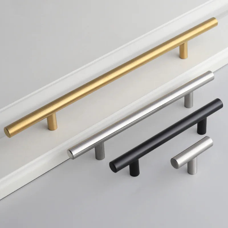 Black Gold Cupboard Handle Brushed Stainless Steel Kitchen Cabinet Door Knob Furniture Drawer Pull  Hardware Pulls  Bar Handle