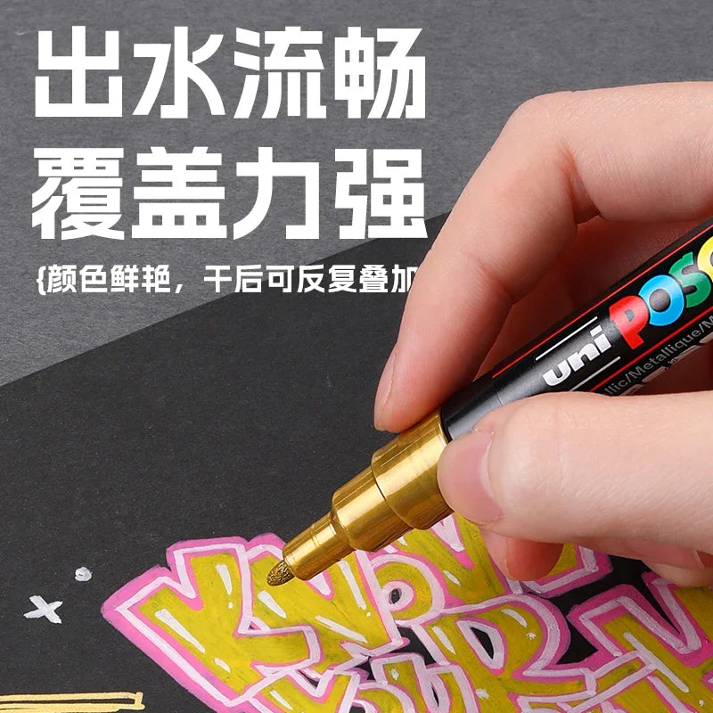 UNI POSCA Markers Set PC-1M/3M/5M Permanent Acrylic Paint Pen Quick Dry Graffiti Painting Art Supplies Japanese Stationery