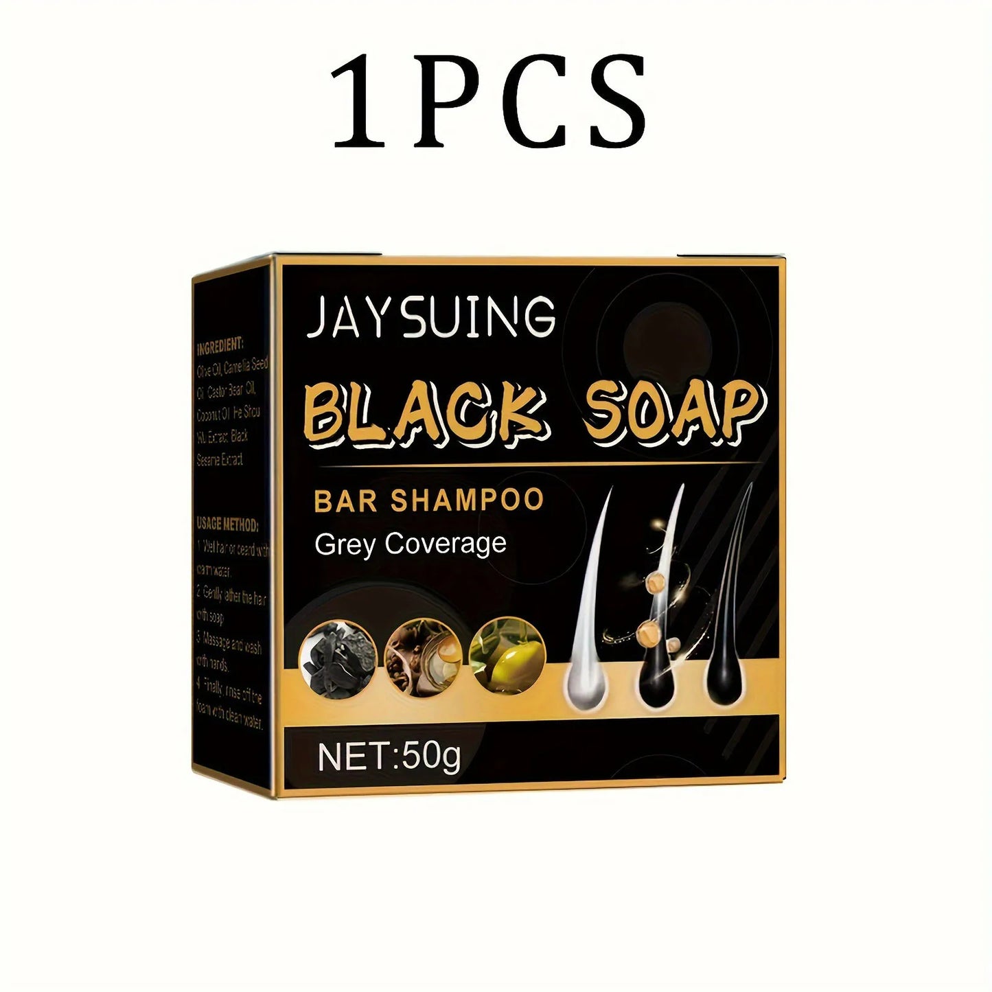 Grey Coverage Bar Shampoo Repair Gray White Hair Color Treatment Smoothing Nourishing Anti Dandruff Natural Hair Darkening Soap