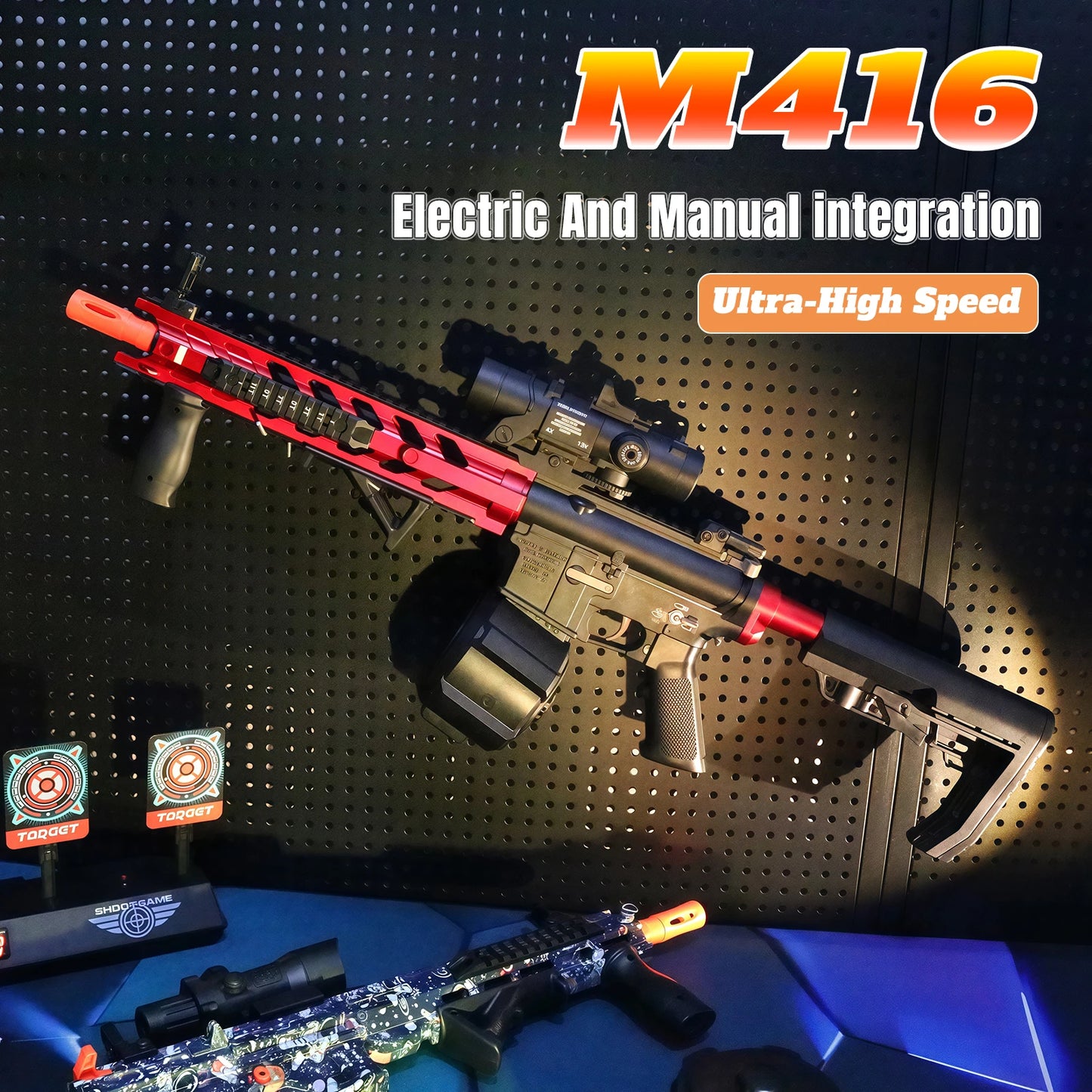 M416 Electric Gel Ball Blaster Toy Gun£¬ Manual/Automatic Mode  , Rechargeable - Suitable for Summer Outdoor Shooting Games