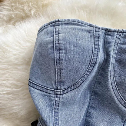 Summer Rompers Women Jeans Jumpsuit off shoulder 2022 Loose Casual Denim Rompers Womens Jumpsuits Wide Leg Casual Denim Overalls