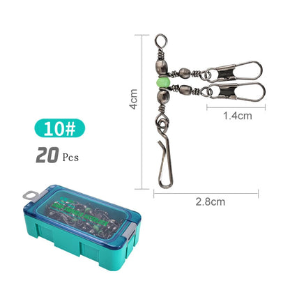 8 # 10 # Luyamu Shrimp Fishing Group Luminous Ball Bearing Rolling and Rotating Solid Ring Buckle Set Pin Set Fishing Connector