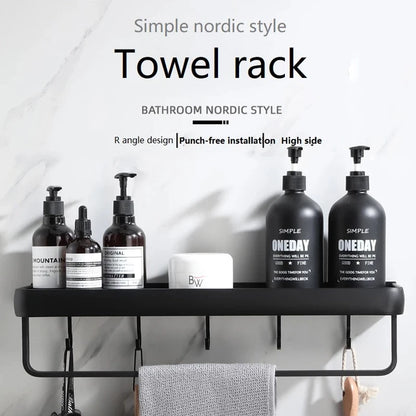ULA Bathroom Shelf Black Shower Storage Rack Black Corner Shelves Wall Mounted Bathroom Accessories Toilet Shampoo Holder