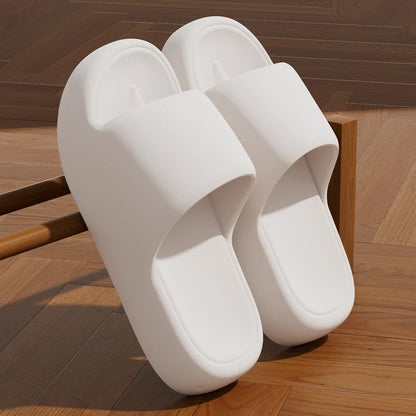 Unisex Bathroom Slippers Cloud Cushion Slides Summer Flat Sandals Thick Platform Shoes Man Indoor Non-Slip Couple Flip Flops