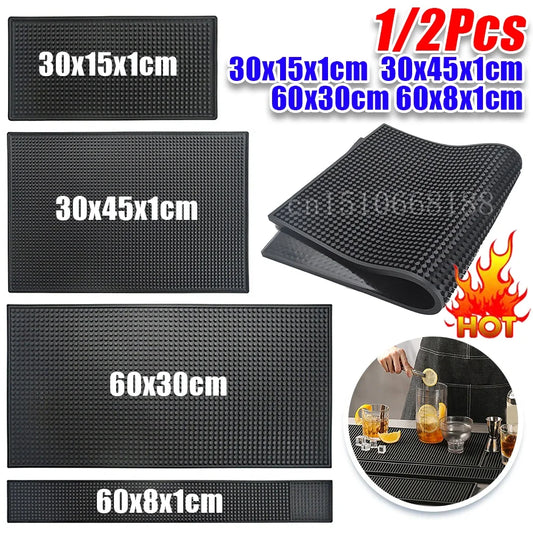 Bar Mat Rubber Coffee Bar Mats Anti-slip PVC Cup Mat Waterproof Heat Resistant Drain Mat for Bar Cafe Barista Cocktail Bartender