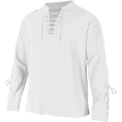 Men's Long Sleeve Shirts Lace Up V-neck Cuff Medieval Pirate Dress Up Streetwear Halloween Gothic Punk Style Men's Clothing