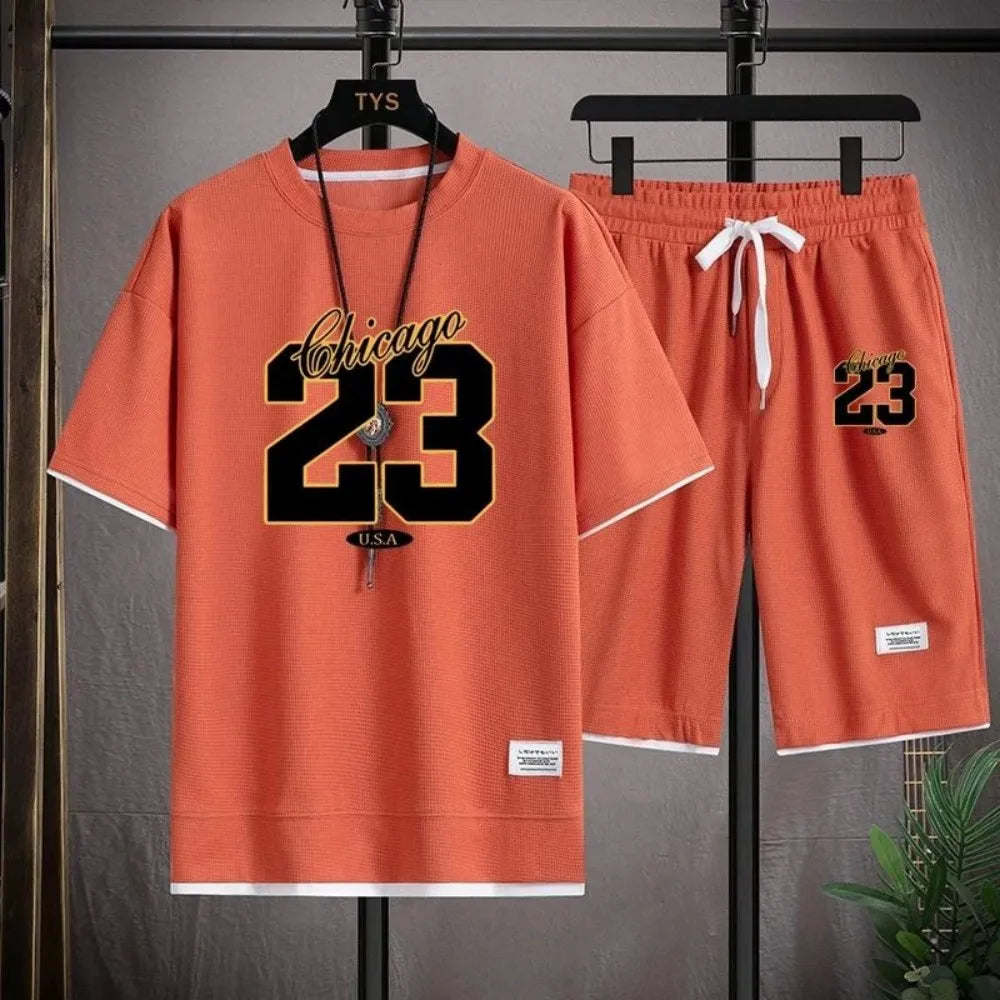 New high-quality men's Korean style comfortable and breathable round neck T-shirt summer digital fashion printed outdoor top