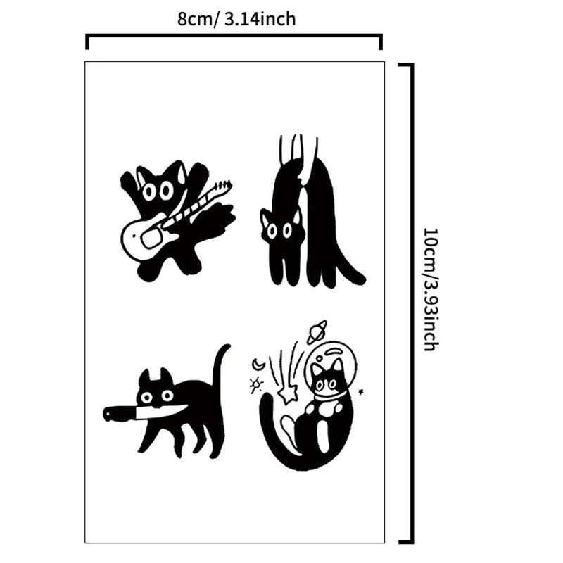 Playful Cat Temporary Tattoo Sticker, waterproof and long-lasting, realistic herbal tattoo sticker for arm and collarbone.