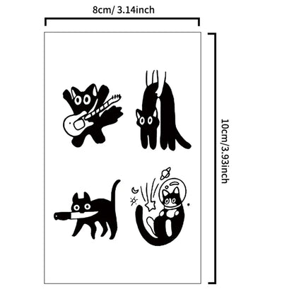 Playful Cat Temporary Tattoo Sticker, waterproof and long-lasting, realistic herbal tattoo sticker for arm and collarbone.