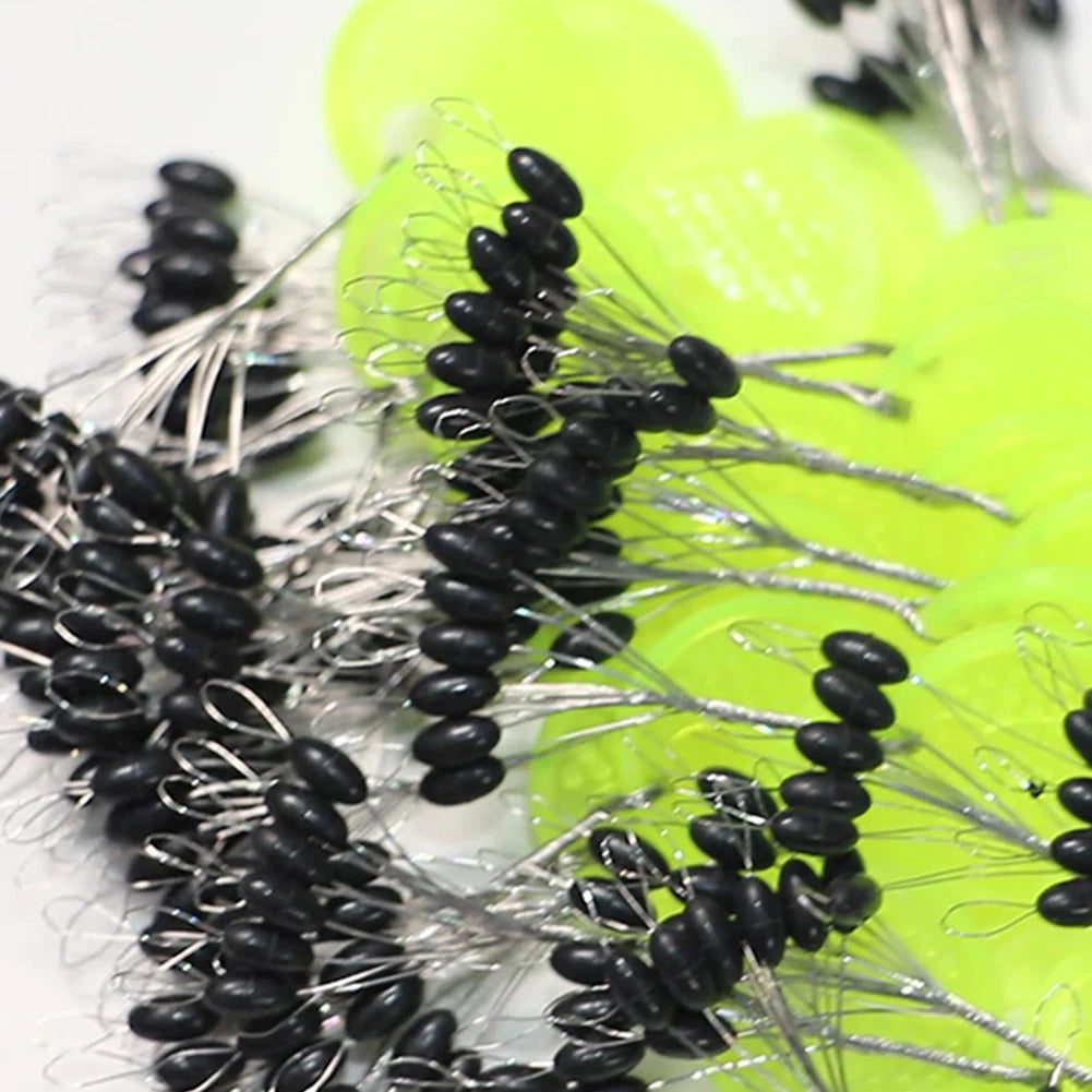60pcs 10/20 Group Set Rubber Silicon Space Bean Sea Carp Fly Fishing Black Rubber Oval Stopper Fishing Float Fishing Bobber Part