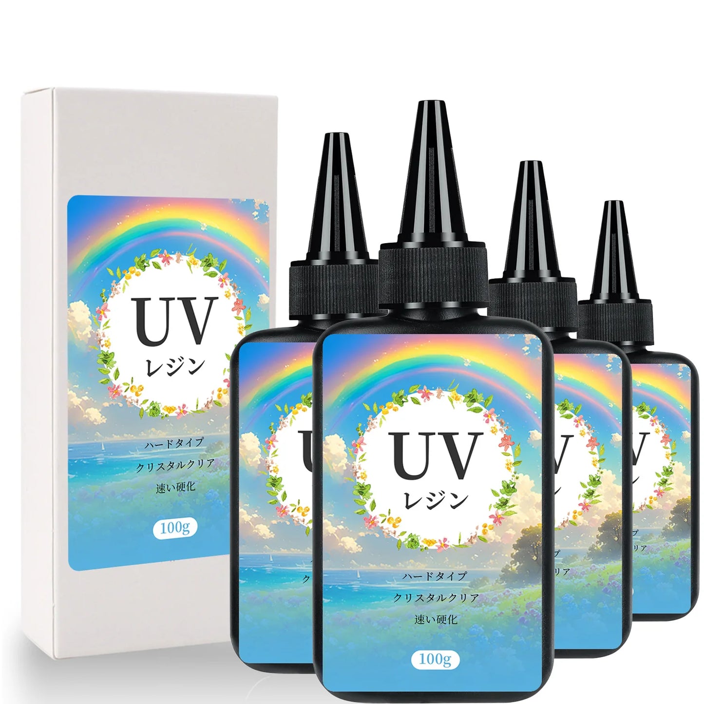 UV Resin 100-300g/random molds 5pc - Upgraded Hard Type Crystal Clear Ultraviolet Curing UV Epoxy Resin for Craft Jewelry Making