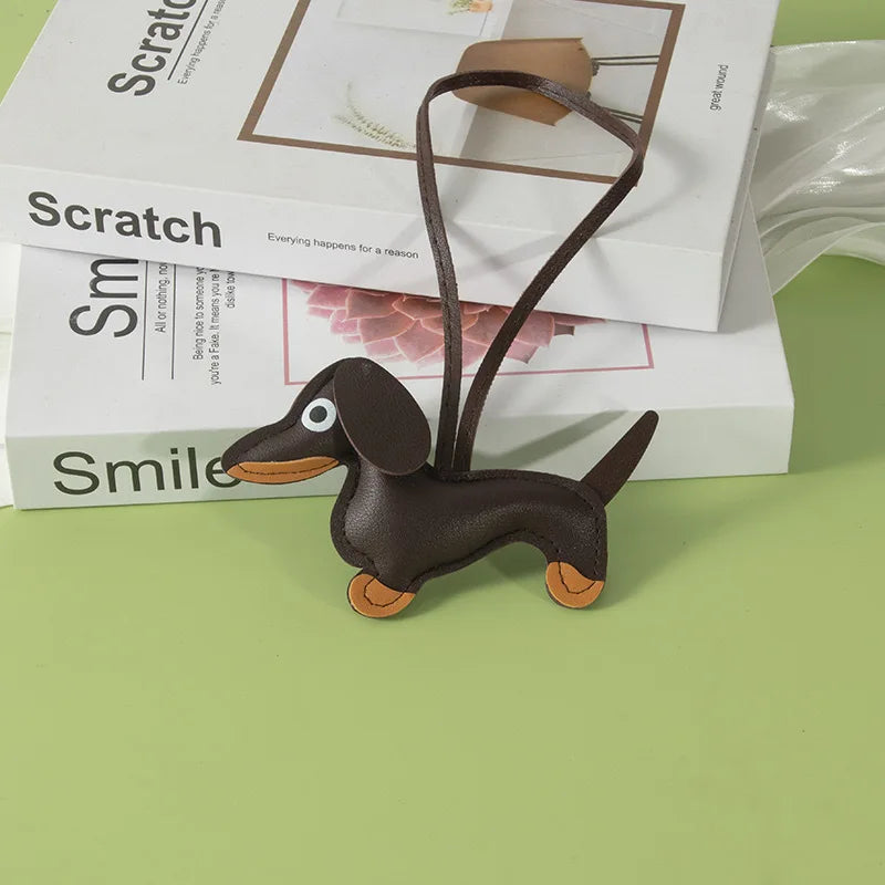 Cute Dachshund Shaped Leather Keychain Bag Hanger-Inspired by Cute Lucy Couple's Keychain Car Ornament