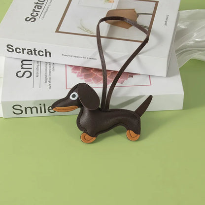Cute Dachshund Shaped Leather Keychain Bag Hanger-Inspired by Cute Lucy Couple's Keychain Car Ornament